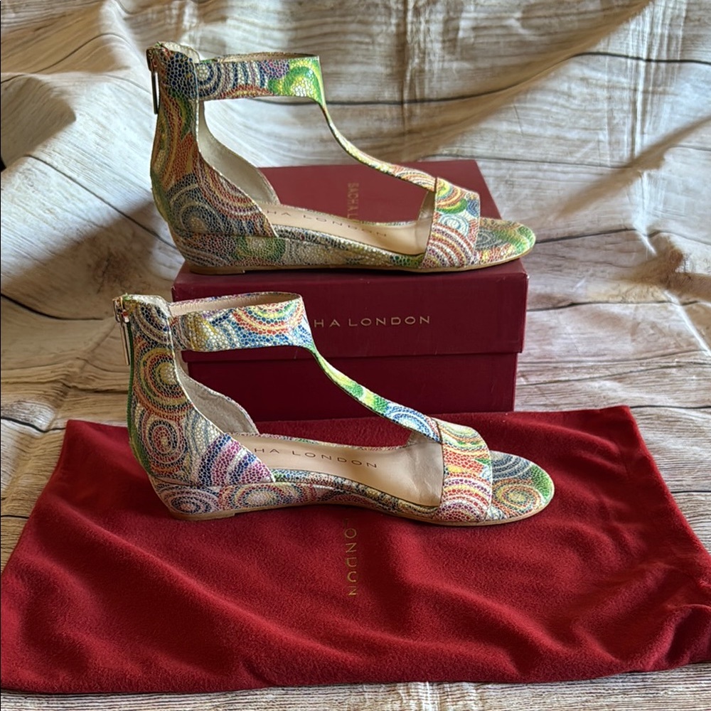 Sacha London Zarina Sandal Size 7 Green Swirl